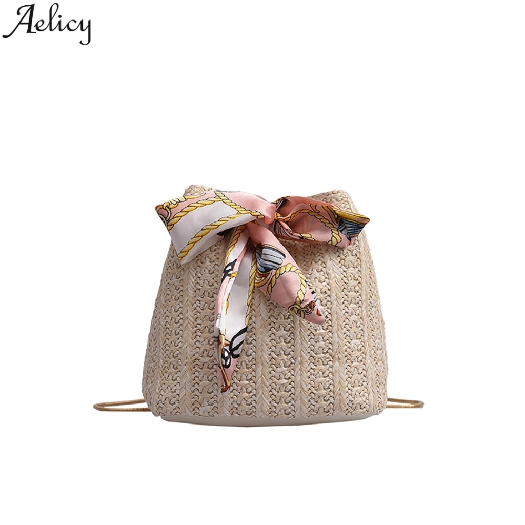 Aelicy женская летняя соломенная сумка в пасторальном стиле с лентами модная