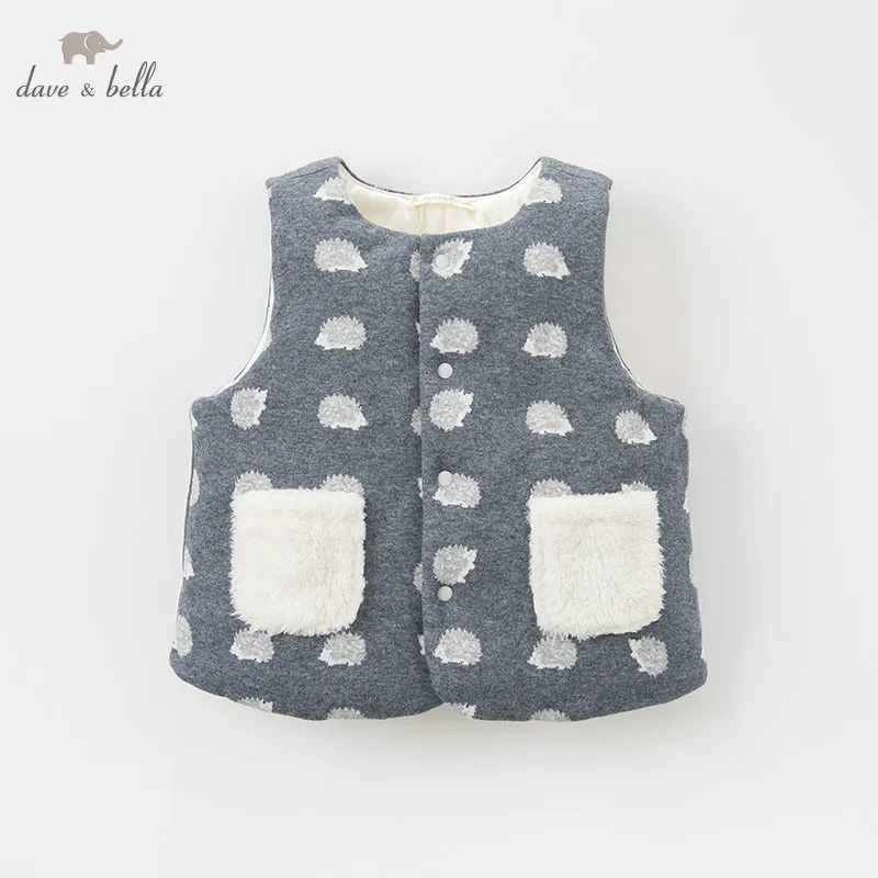 

DBW8774 dave bella autumn baby boys sleeveless lovely coat children high quality coat kids light gray vest 1 pc