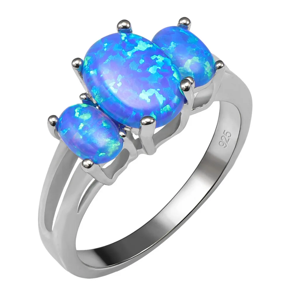 blue fire opal mens ring