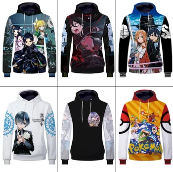 

Anime Black Butler Pullover Hoodies Print Sweatshirts Sword Art Online Boys Girls Pokemon Leisure Streetwear Jacket Coat Costume