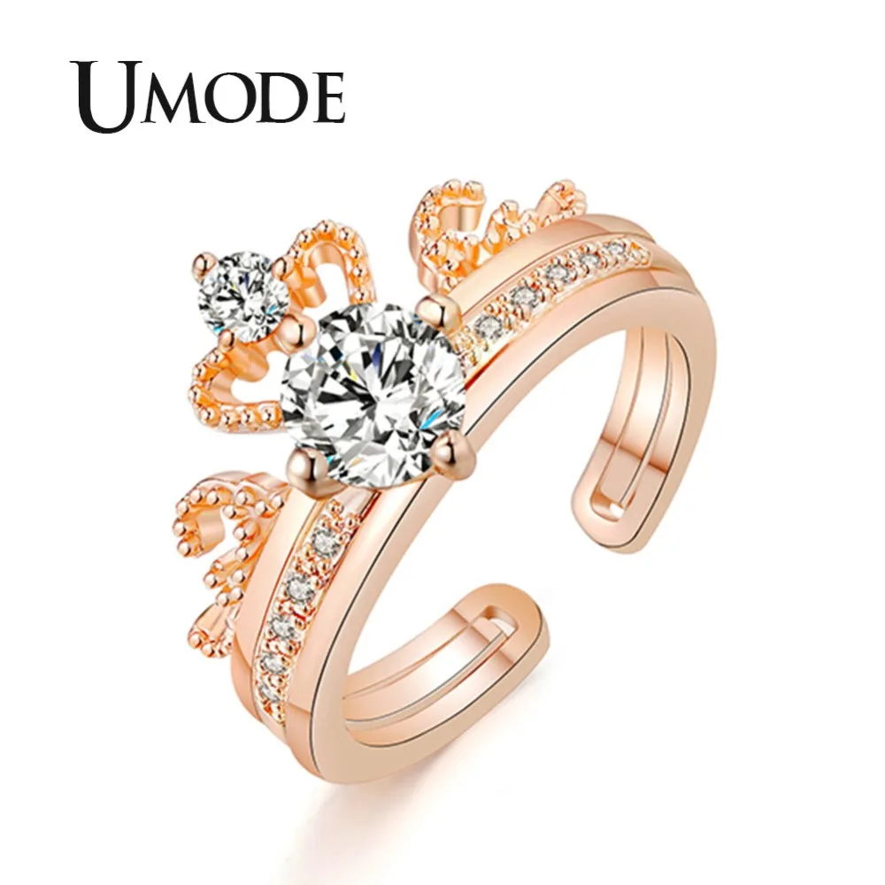 Женские обручальные кольца UMODE цвета розового золота в богемном стиле с короной s