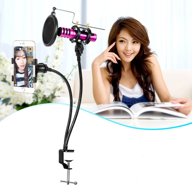 

Inno Photography Adjustable Top Monopod Phone Live Stand+Double Flexible Tube Arm+Microphone Shock Mount+Mobile Holder Clip