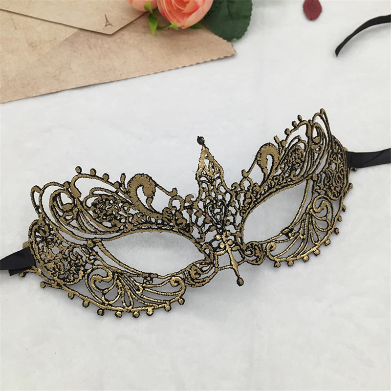 Lovely Pet Golden Hot Stamping Ladies Sexy Lace Masquerade Mask For Carnival Halloween Porm Half Face Ball Party Masks #30 lace masquerade mask masquerade mask halloween mask party masks face mask