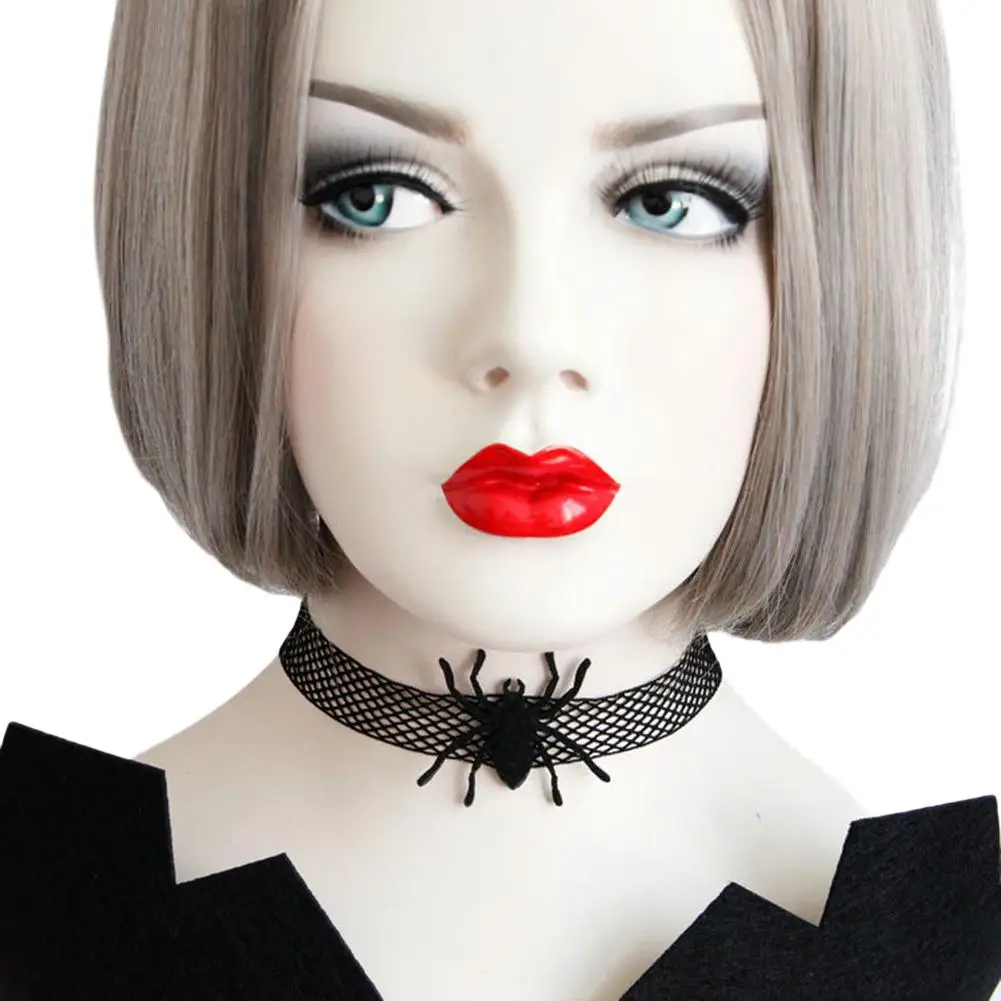 

DreamBell Women Black Color Choker For Halloween Party Black Gothic Style Spider Choker Necklace Delicate Makeup Party Neckchain