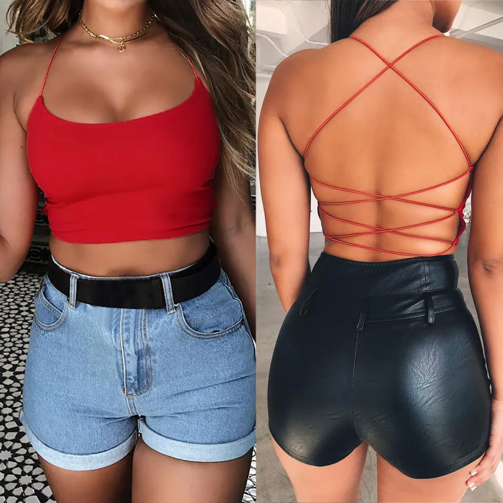 

Fashion Sexy Women Ladies Tank Tops Sleeveless Strappy Bralette Tank Top Vest Summer Bralette Crop Tops Red Halter Party Top 10
