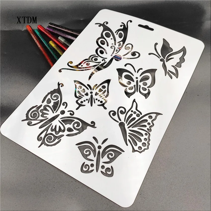 

Butterfly plastic mold shield DIY cake scrapbook stencils hollow Embellishments printing lace ruler Valentine's Day