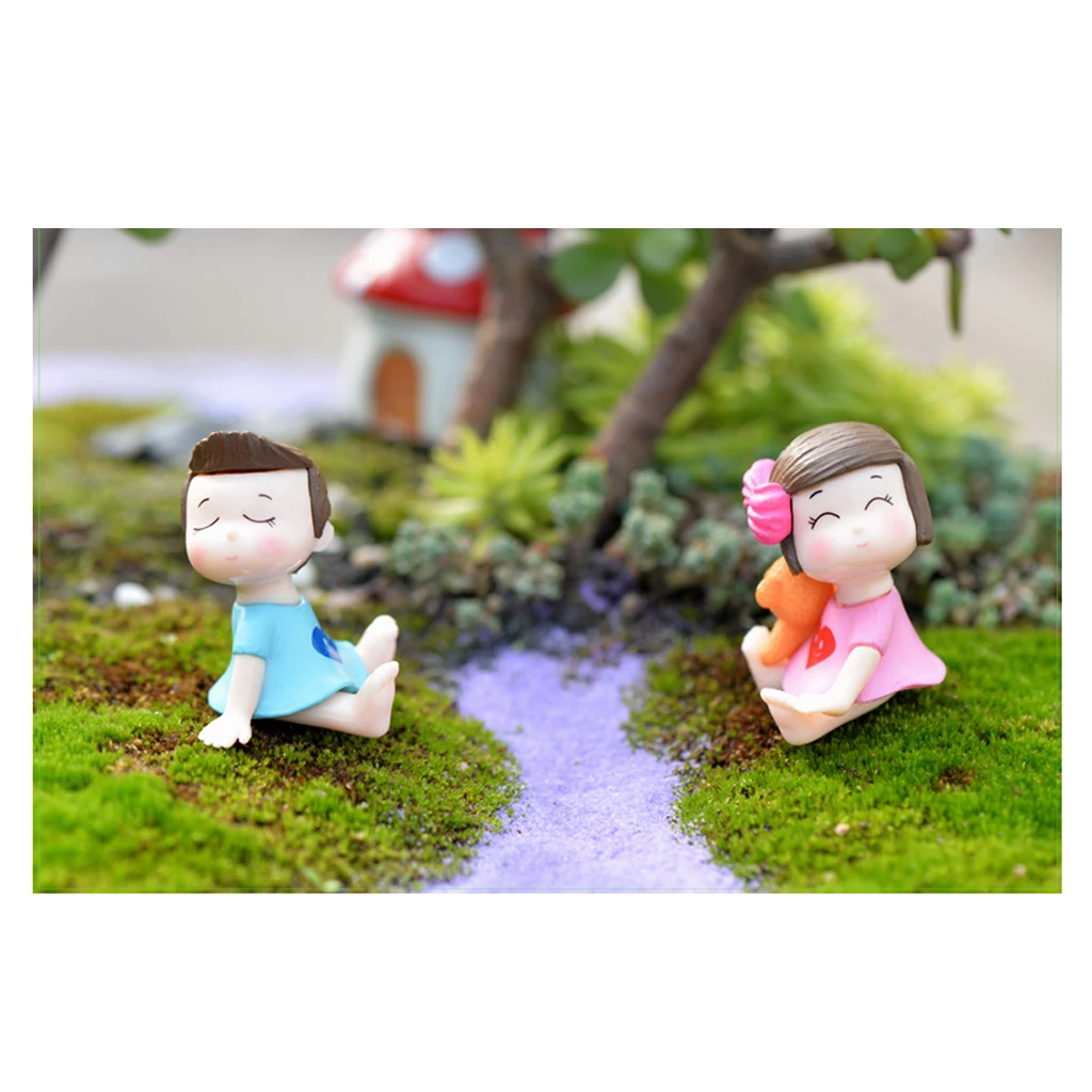 1 Pair Dollhouse Miniature Bonsai Garden Fairy Craft Micro Landscape Decor Indoor Outdoor Ornament Garden Home Display
