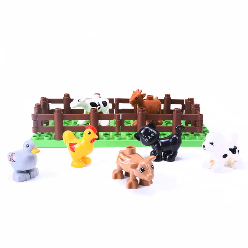 5Pcs-50pcs DIY Big Size Farm Dinosaur Animal Series Building Blocks Sets Bricks Compatible with Duploe Toys  for children  (2)