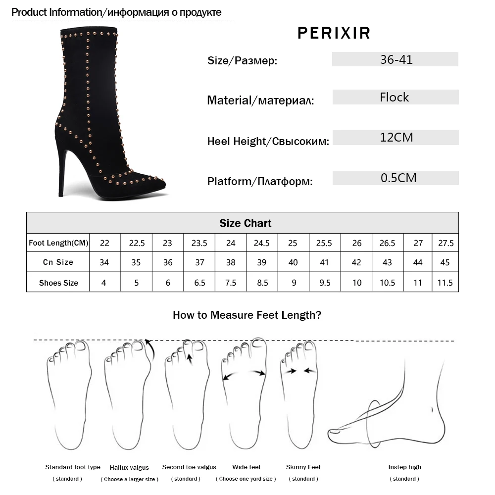 Perixir женские мотоциклетные ботинки из флока; пикантные ботинки до середины икры на очень тонком высоком каблуке; черные ботинки с острым носком и заклепками; Botas Mujer