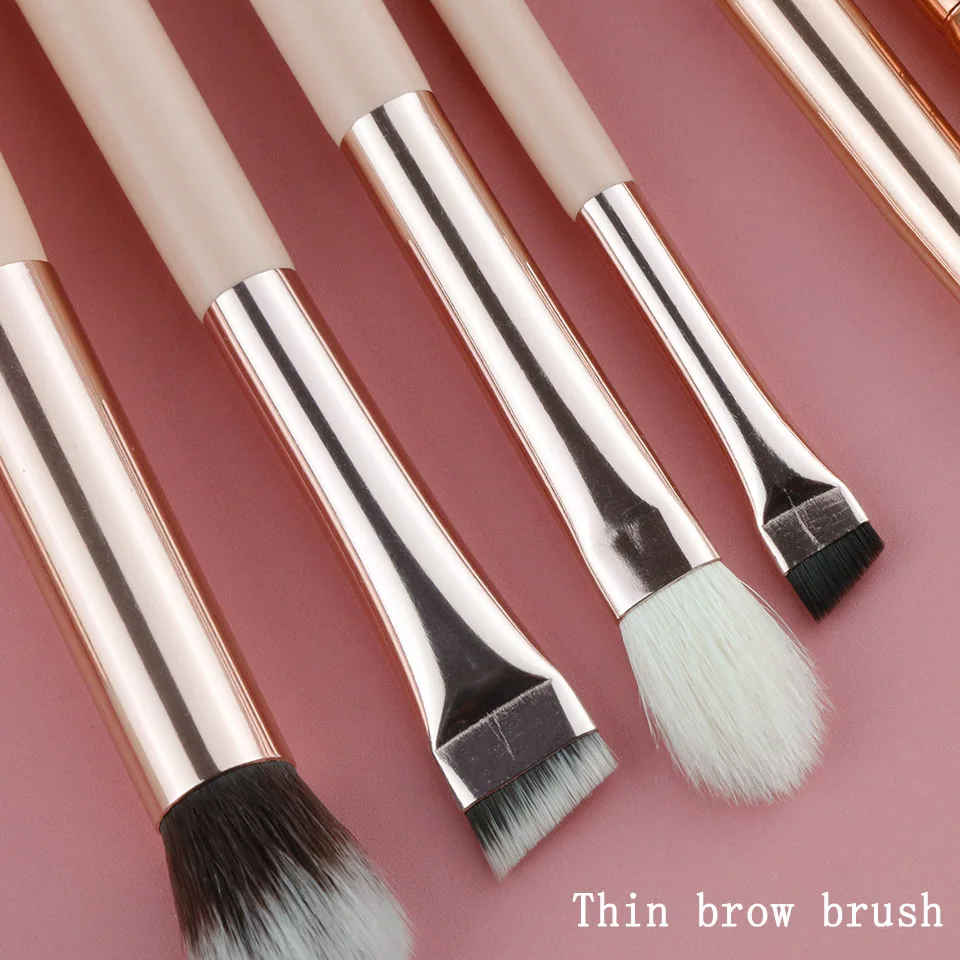 12pcs Rose Golden Natural Goat Hair Makeup brush set Makeup brush Foundation Eye shadow Blush Powder Highlighter Concealer