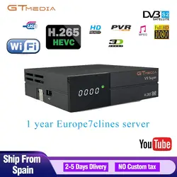 GTMEDIA Новые DVB S2 спутниковый ресивер Встроенный WI-FI + 1 год Европа Cccam Поддержка H.265 WI-FI 3g Dolby AC3 HD ТВ телеприставки