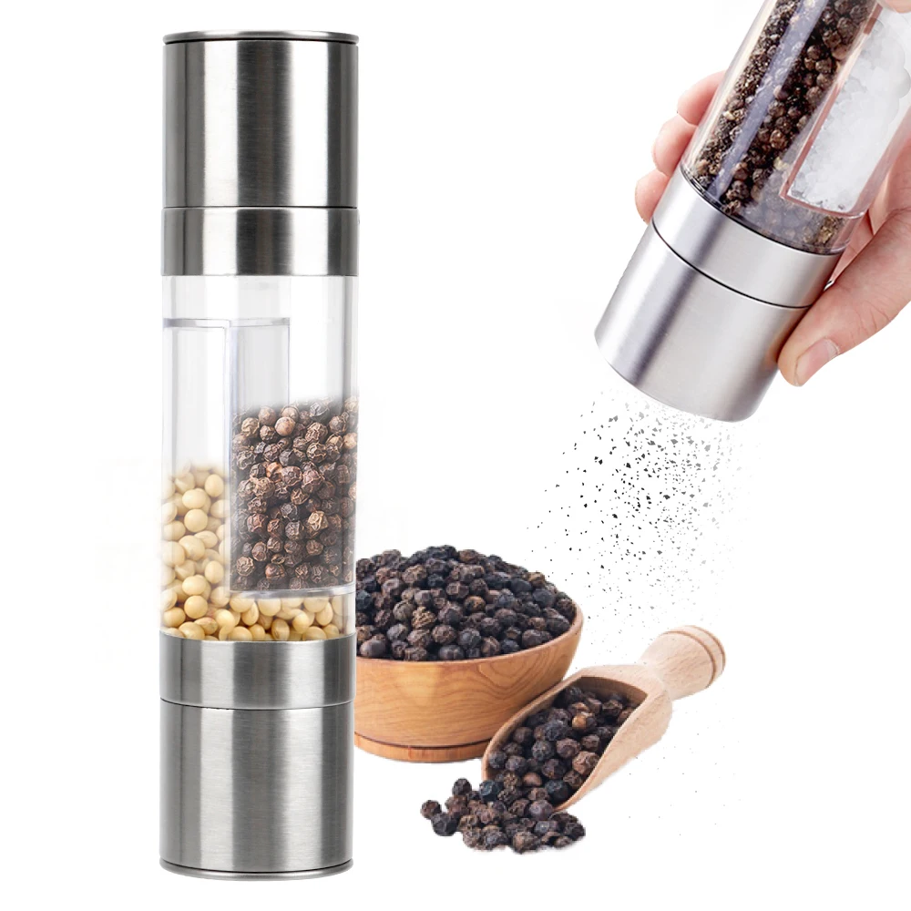 Pepper grinder 2 in 1 stainless steel manual salt pepper mill grinder seasoning grinding for cooking restaurants