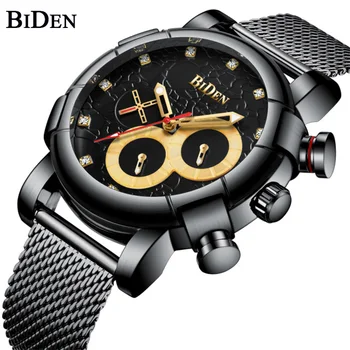 

BIDEN Top Brand Luxury Mens Watches Waterproof Sports Wristwatch For Man Casual Stainless Steel Band Clock Relogio Masculino