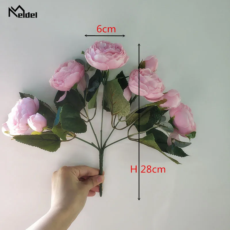 artificial flowers roses silk peony wedding bouquet 