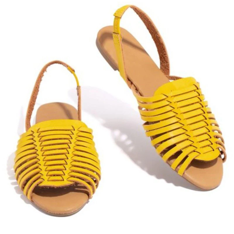 Женские плетеные сандалии из искусственной кожи на плоской подошве; женская пляжная обувь с открытым носком; женская дышащая модная летняя обувь без застежки