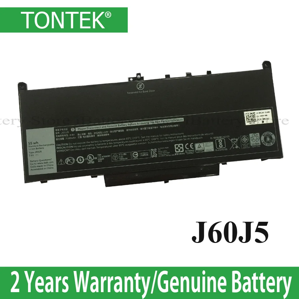 Оригинальный аккумулятор TONTEK J60J5 для ноутбука Dell Latitude E7270 E7470 R1V85 MC34Y 242WD 7 6 В 55Wh |