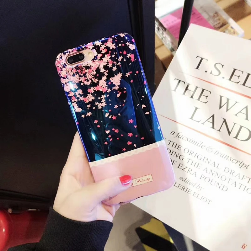 

Flower Flora Phone Case For iphone X 8plus 6s 7 Blue Case Cover For iphone Xsmax Xs Xr Case Rose Flower Cover Capa