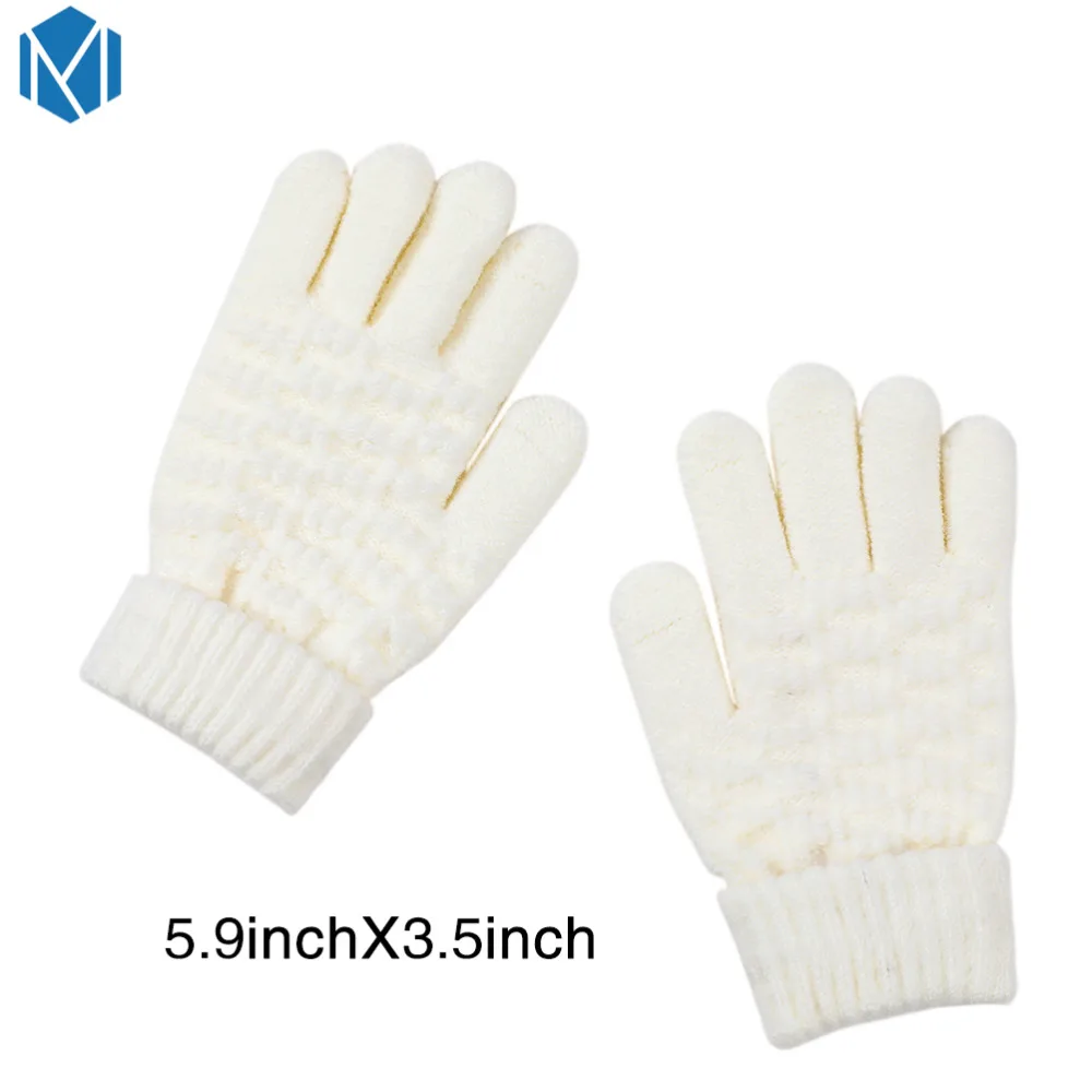 Miya Mona/теплые зимние перчатки унисекс для девочек и мальчиков, утепленная хлопковая перчатка, вязаные покрытые митенки, перчатки для экрана, шерстяные варежки