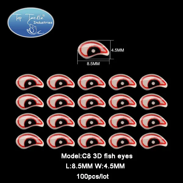Коробка Стиль 3D рыбий глаз рыболовные снасти рыболовная приманка - Цвет: C8 8.5mm 100pcs