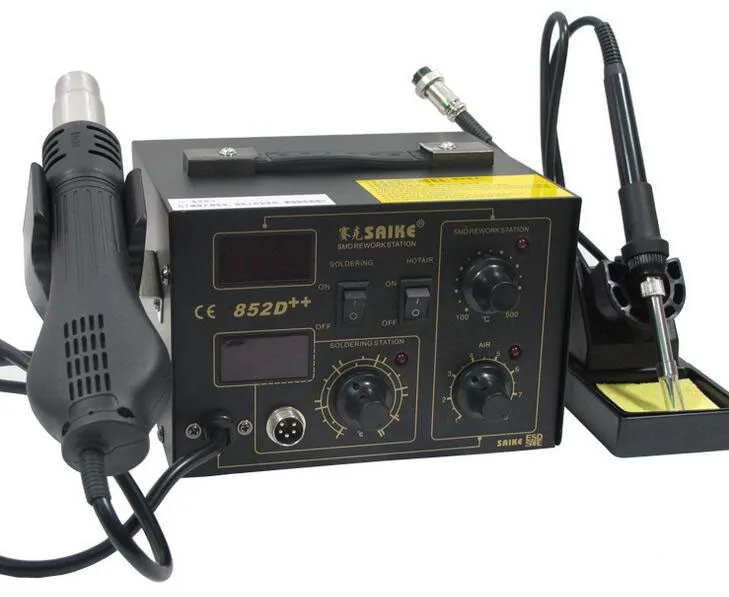 

BGA Rework Station Hot Gun Soldering Station Saike 852D++ 2 in 1 220V or 110V Iron Solder Soldering Heat Gun knife