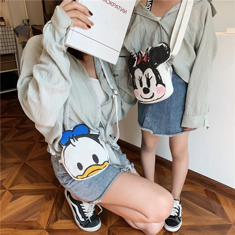 

Disney Mickey mouse children cartoon canvas bag girl boy messenger shoulder bag 2019 new minnie bag lady Donald Duck handbag