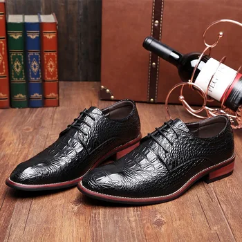 

British style men's leather crocodile shoes Zapatos de hombre classic business casual shoes fashion flat shoes dress shoes 158