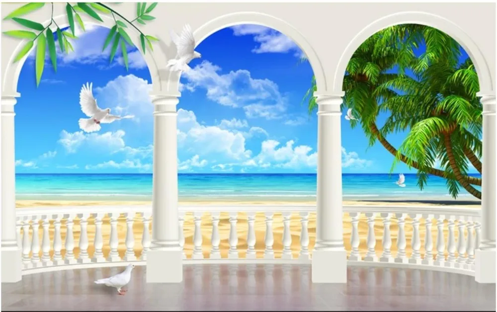 

Custom photo wallpaper 3d wall murals wallpaper Mediterranean 3D European Roman Column TV Background wall papers for living room