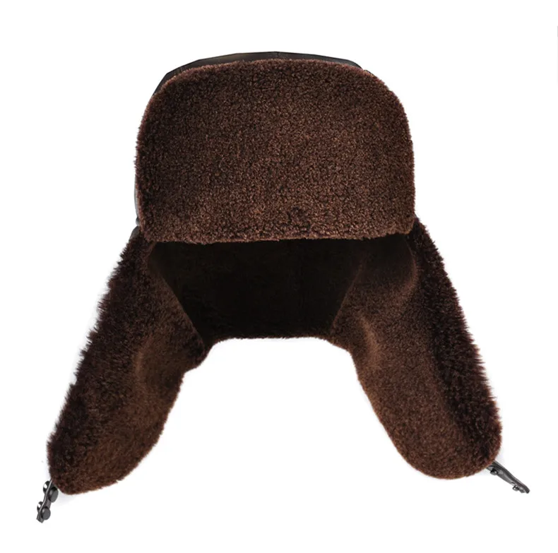 HL174 F genuine leather men's Bomber hats with earlflap Russian winter