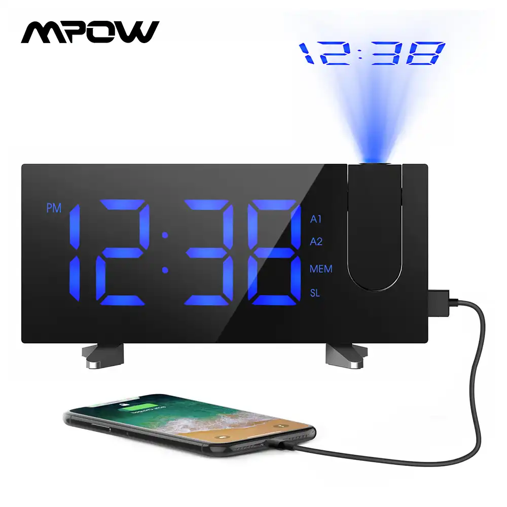 Mpow HM353 FM Radio Projection Alarm Clock With Dual Alarms Snooze Function With USB Charging