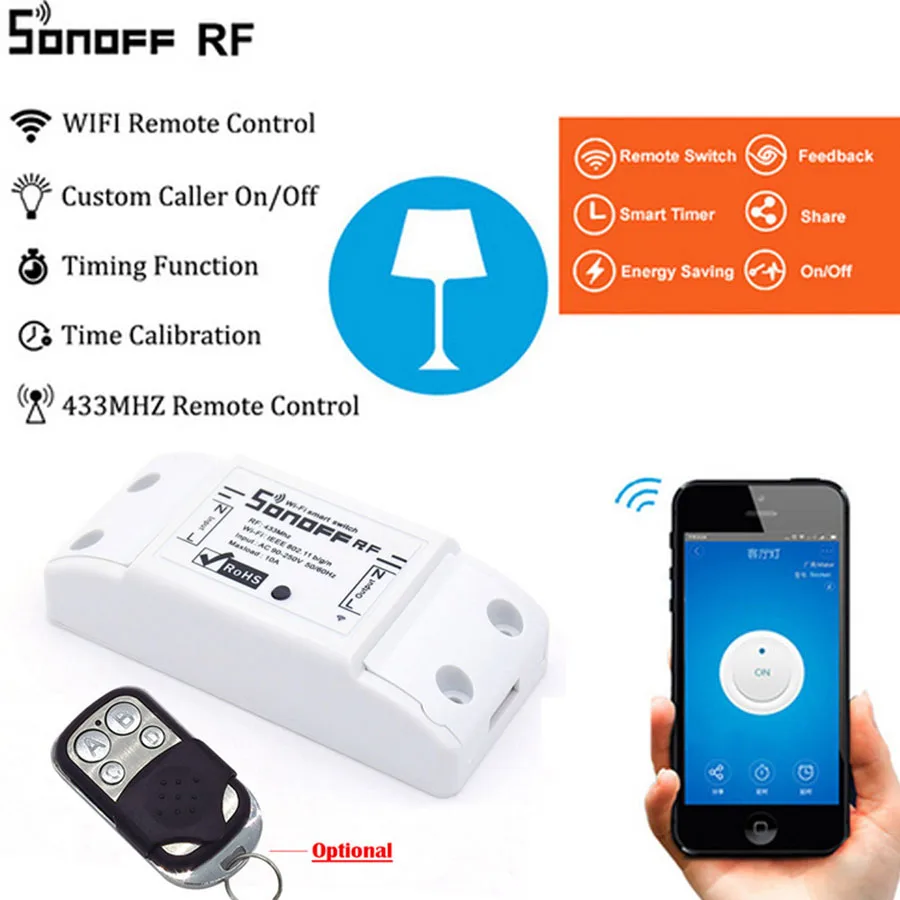 Sonoff RF WiFi умный переключатель домашний с радиочастотным приемником пульт дистанционного управления умные синхронизаторы 433 мГц RF AC В 250 В 10A