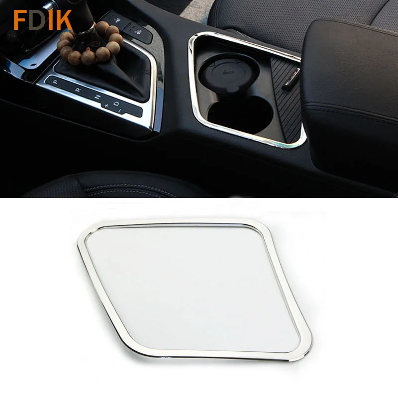 Mirror Stainless font b Interior b font Accessories Armrest Cup Holder Frame Panel Trim Cover for