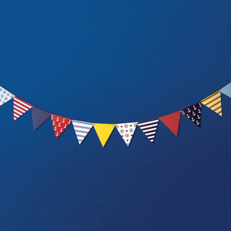 

1.8m Ocean Series Pennant Party Decoration Navy Style Bunting Outdoor Triangular Flags Paper Crafts Hanging Garland Supplies
