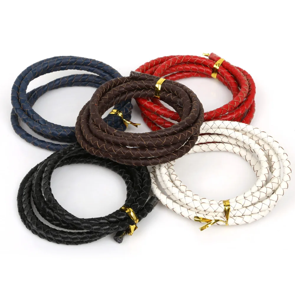 

Hot Selling Diameter 3/4/5mm Creative Round Braided Lether Rope Cord For Bracelet Necklace Jewelry Craft Making Wire Winding