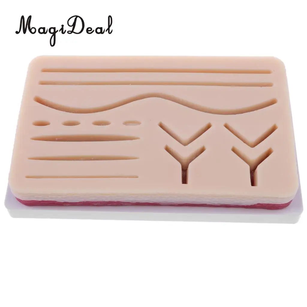 MagiDeal Human Skin Wound Suture Pad Model Suturing Practice Training Kit for Lab Supplies School Teaching Medical Study Aid