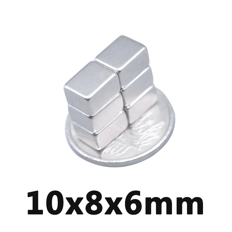 10 шт. 10x8x6 мм N35 Сильный квадратный неодимовый редкоземельный магнит 10*8*6
