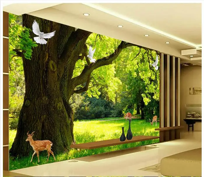 

Custom High-end mural 3d photo wallpaper 3d murals wallpaper High definition modern simple forest scenery 3D TV background wall