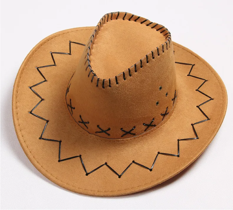 Высокое качество, с широкими полями, Искусственные кожаные ковбойские шляпы для мужчин и женщин, Западный Голливудский стиль, карнавальный костюм, ковбойская шляпа для путешествий AW7587