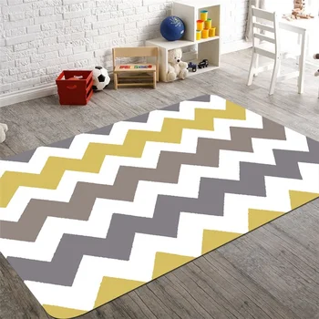 

Minimalist Geometry Printed Carpet Anti-Slip Absorbent Coral Velvet Floor Rug Doormat Soft Baby Playing Carpets for Living Room
