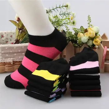 

ankle socks wide strip cotton elastic short ship candy color slippers thin for summer lady girl women female