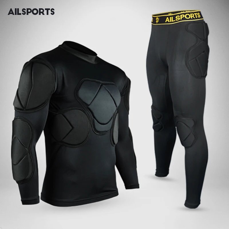 Football Soccer Men/'s Goalie Goalkeeper Crashproof Top Pants Chest Leg Protector