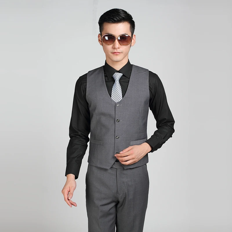 PYJTRL мужская мода мужская жилетка, костюм в Корейском стиле Повседневное Бизнес блестящие черный, белый цвет серебристый, красный, Темно-синие серый фиолетовый жилет - Цвет: Dark grey vest