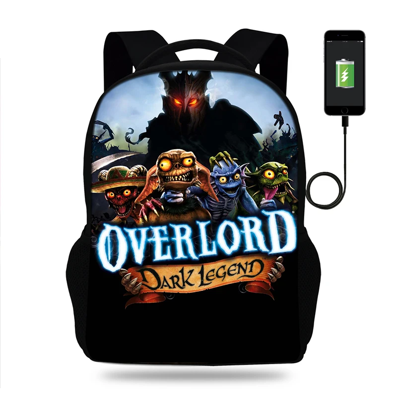 

Overlord Print SchoolBags Kids backpacks satchel for Teenage Boys Girls orthopedic mochila escolar Usb Charge book Bag