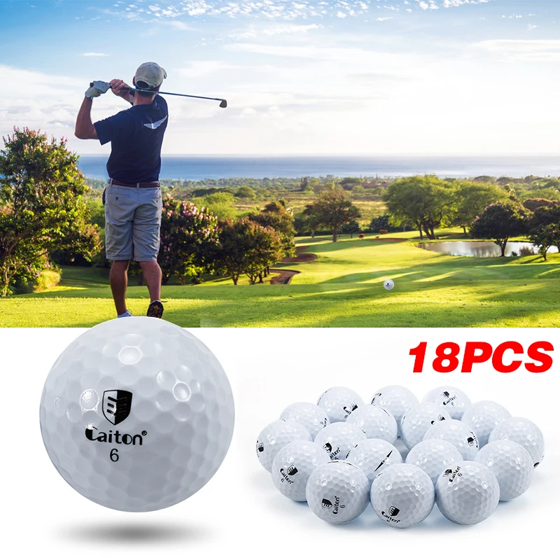 Двухслойный мяч для игры в гольф, мяч для гольфа 42,8 мм, синтетический резиновый материал для гольфа, 18 шт., на большие расстояния, 42.8мм