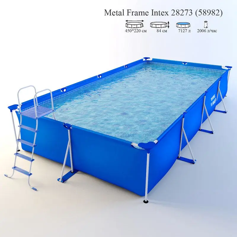 450x220x84 см Intex прямоугольный семейный бассейн со съемным стальным металлическим