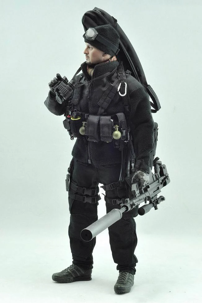 VH1017 Снайпер 1/6, Мужская фигурка солдата, аксессуар, черная Боевая форма, комплекты одежды с оружием, модель для 12 дюймов, фигурка тела