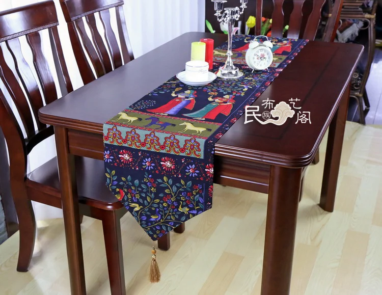 274 Индия три красочное плетение напечатанный стол обеденный коврик орнамент 30*180 см Обратный