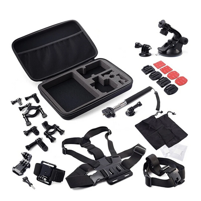 

13 in 1 Action Camera Accessories Bundles Storage Case Chest Strap Holder Monopod Accessories Kit For SJCAM /Other Action Camera