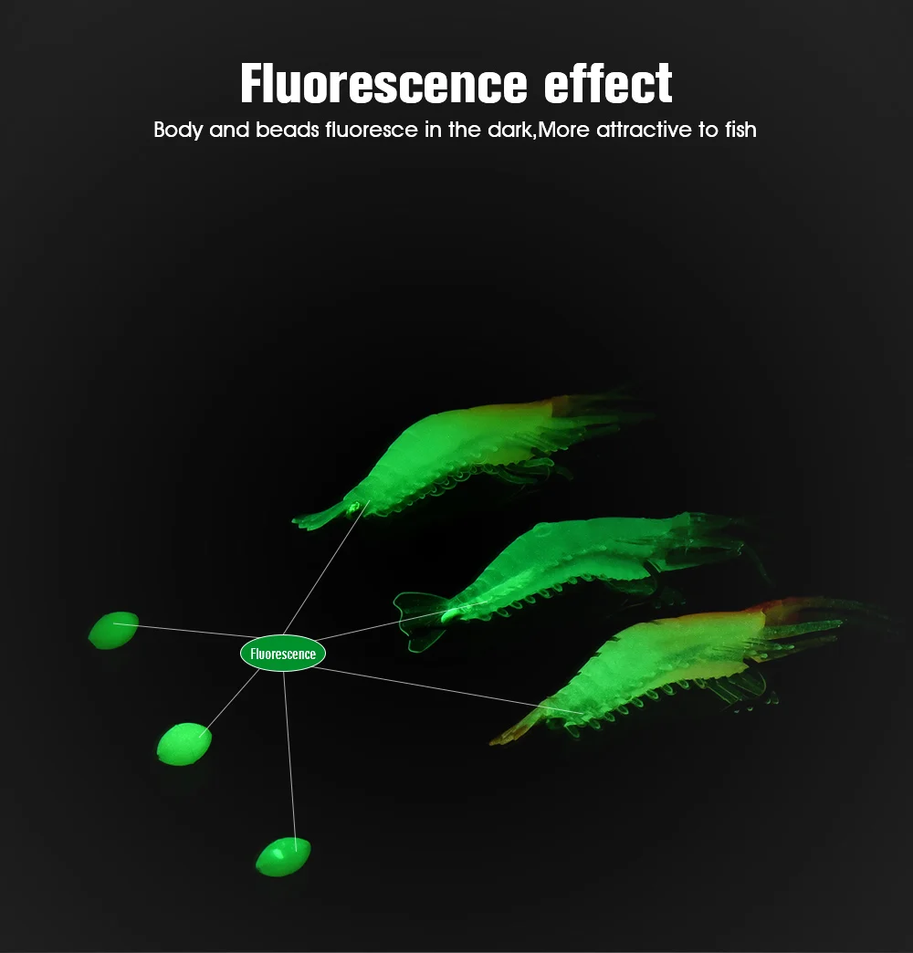 Fulljion мягкие рыболовные приманки, мягкие приманки, воблеры, искусственные приманки, реалистичные Светящиеся креветки