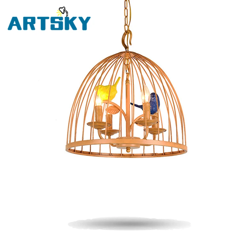 

American Retro Contracted Birdcage Pendant Light for Living Room Bedroom Dining Room Pendant Lamp