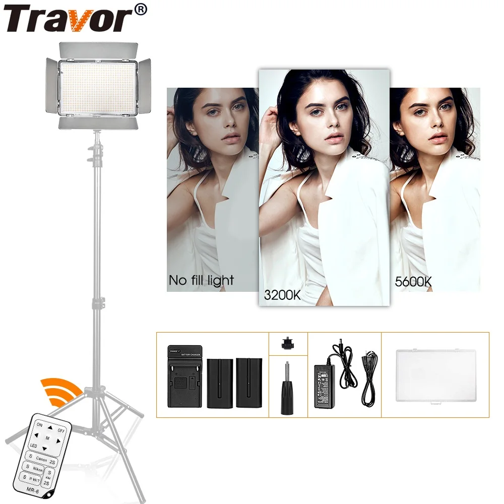 

Travor Photography Light TL600AS Video Light Dimmable 3200K 5600K LED Panel Light with Camera Hot Shoe for studio photo lighting